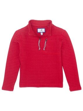 Properly Tied Boys YS Red Quarter Zip Delta Pullover Waffle Knit